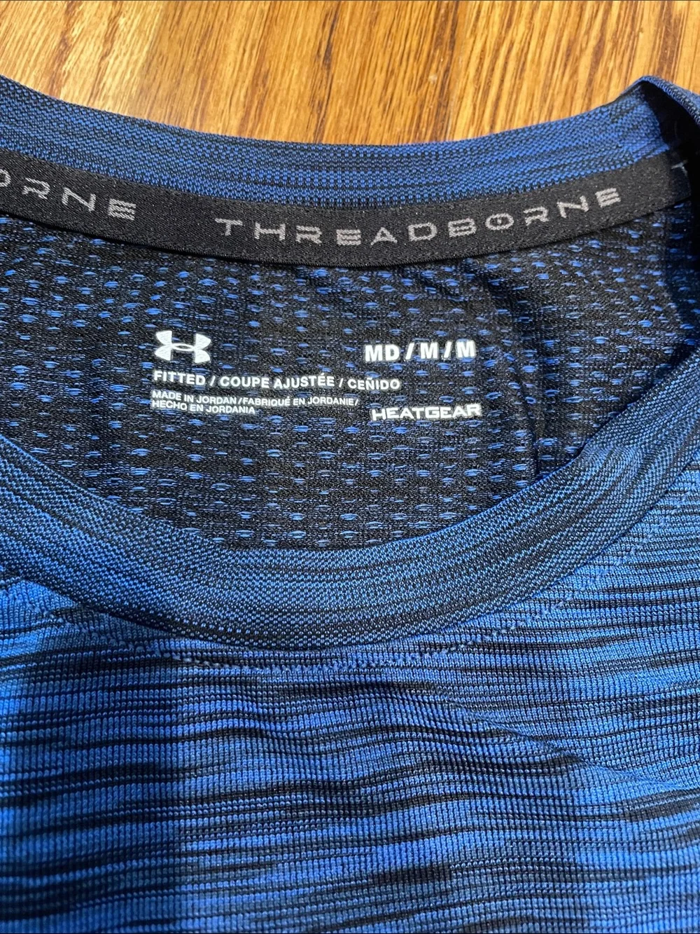 Under Armour fitted Men's Royal/Black Threadborne Short Sleeve Tee - Picture 3 of 5
